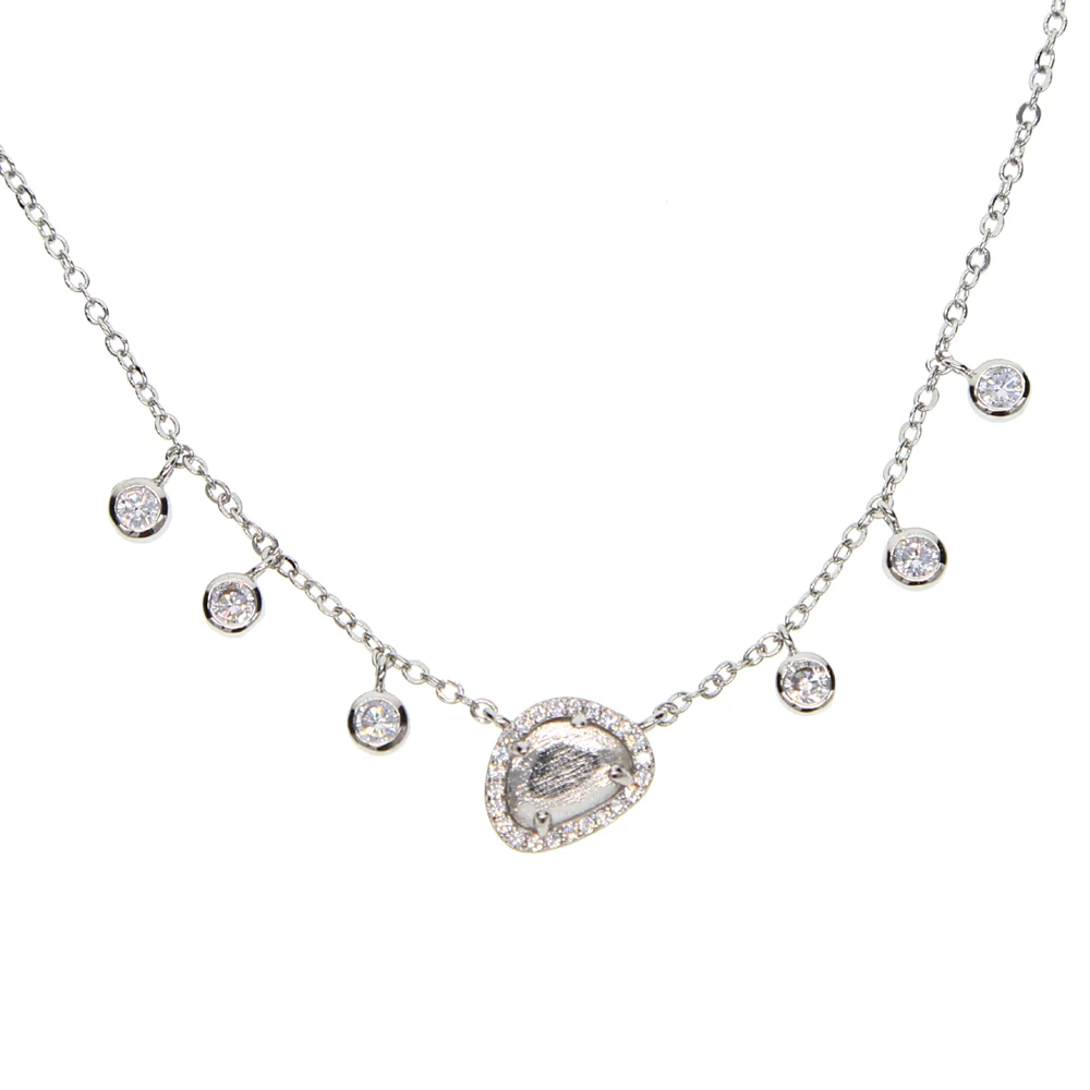 silver with white Ожерелья и кулоны с натуральным синим камнем разных цветов, цветной ободок, cz каменные ожерелья для женщин, колье, ювелирные изделия, бижутерия - Окраска металла: silver with white