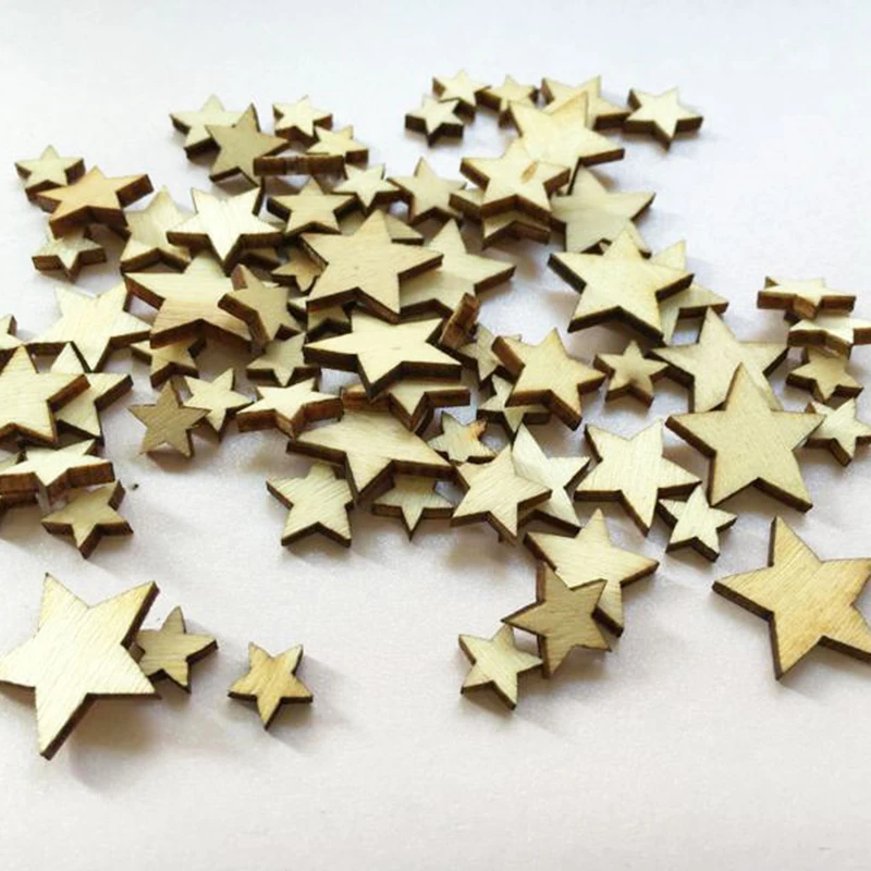 100 шт. декоративные деревянные звезды разные размеры|scrapbooking diy|scrapbooking christmasscrapbooking