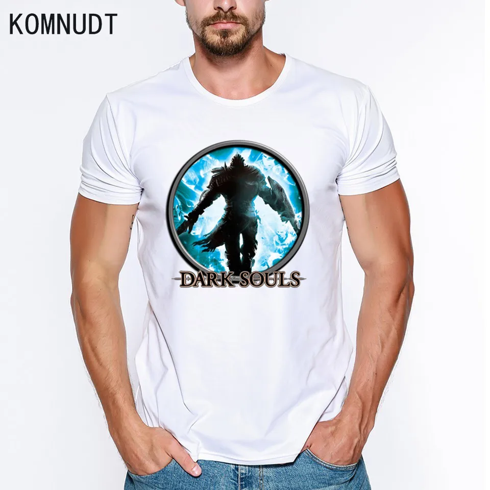 Komnudt футболки Для мужчин Dark Souls игры в горошек футболка круглый вырез горловины