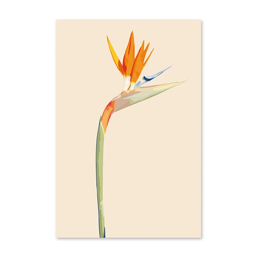 

Digital oil painting Paradise Bird flower strelitzia reginae aiton