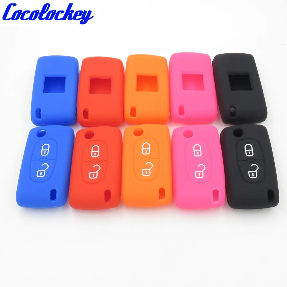Cocolockey 2 кнопочный силиконовый чехол для автомобильного ключа PEUGEOT 206 207 307 308 407 408