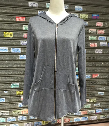 2017 New Women Knitted Loose Sweaters Pockets Long Sleeve Zipper Coat Casual Irregular Plus Size Hooded Dropped Cardigans |
