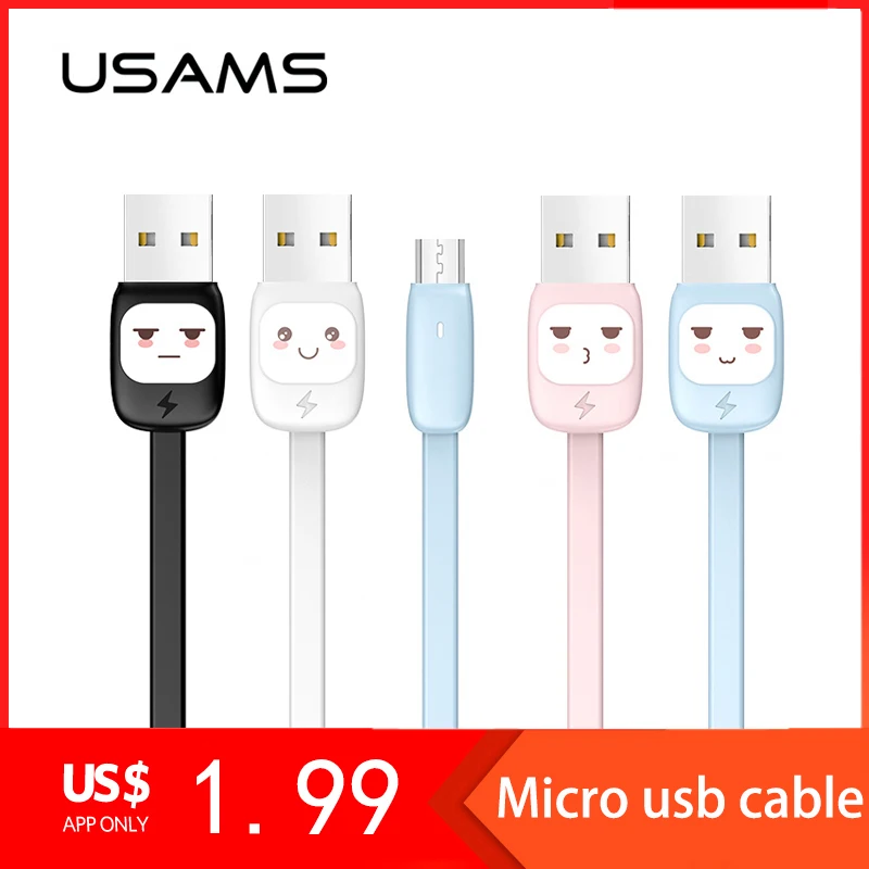 Micro USB кабель для samsung s7 s6 USAMS Быстрая зарядка Microusb зарядное устройство с светодио