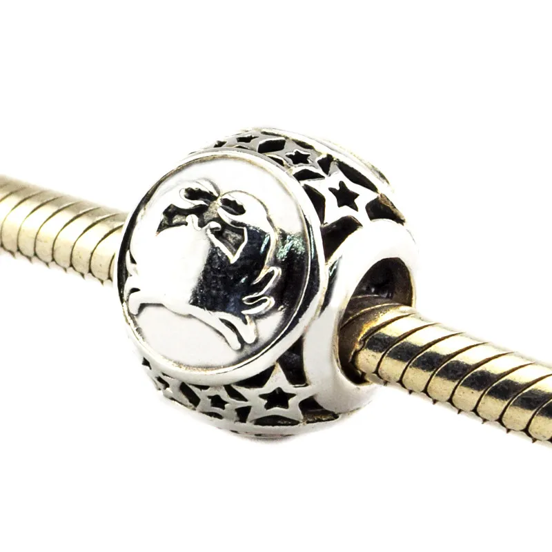Подходит для женщин Pandora Браслеты Рак Знак Зодиака Подвески 100% стерлингового