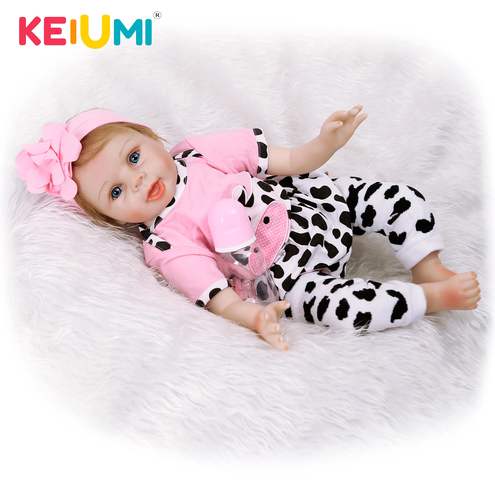 

KEIUMI 22 Inch Lifelike Alive Baby Doll Cloth Body 55cm Realistic Princess Girl Reborn Baby Doll Kids Children Birthday Gift