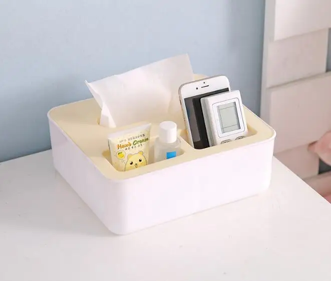 

1PC New Napkin Holder Wood Grain Plastic Tissue Box Case Home Kitchen Paper Mobile Phone Holder Storage Box Accessories OK 0701