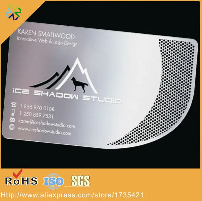 stainless steel material holes die cutting etching words shaped cutting through metal card