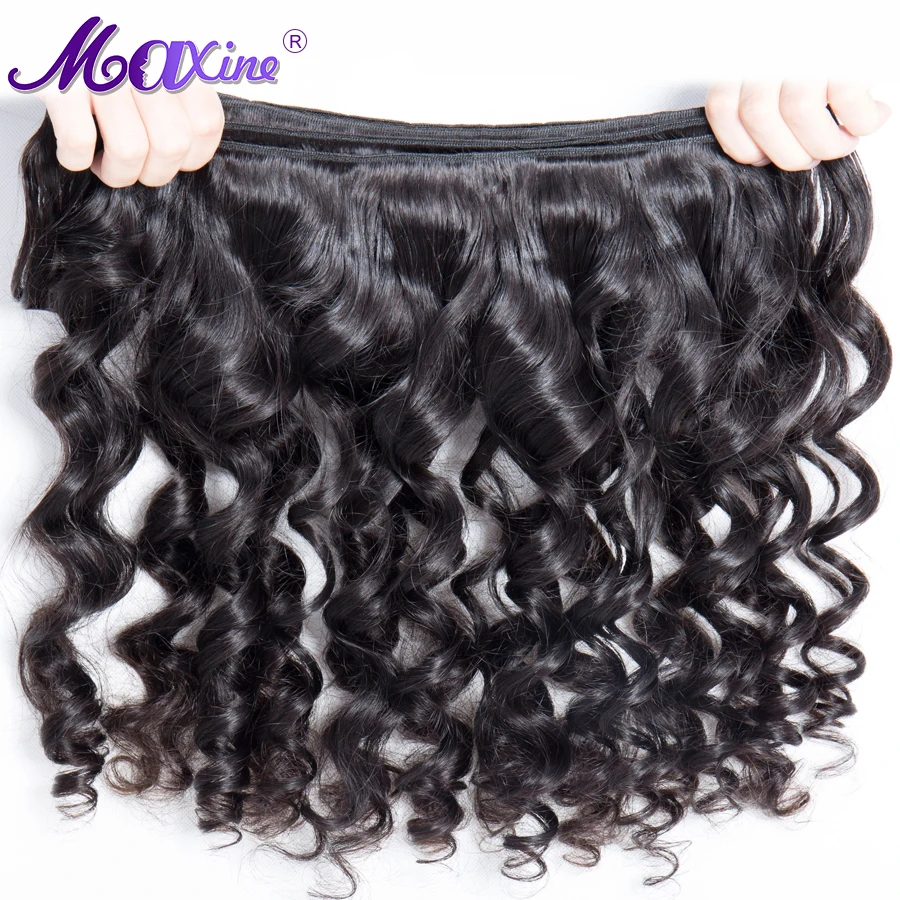 Maxine волосы свободная волна 3 пучка с закрытием перуанские человеческие