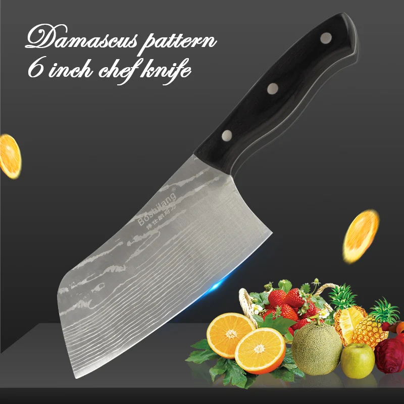 Нож шеф повара Santoku из нержавеющей стали японский стиль 6 дюймов имитация лазера