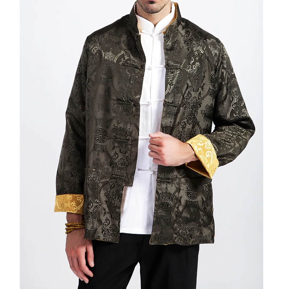 

Green Yellow Reversal Both Sides ChineseTraditional Men's Kung Fu Jackets Coats Outerwear M L XL XXL 3XL MTJ201510