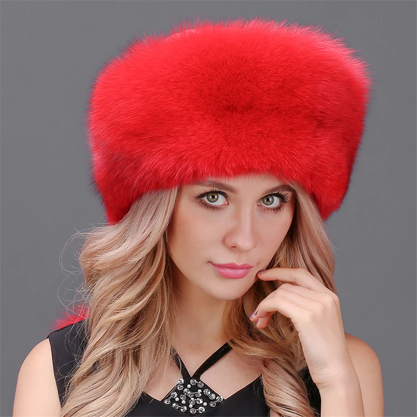 Женская шапка, зимние шапки, натуральный Лисий мех, помпон, шапки, женские шапочки, шапка из натурального меха енота, вязаные шапочки Skullies Beanies