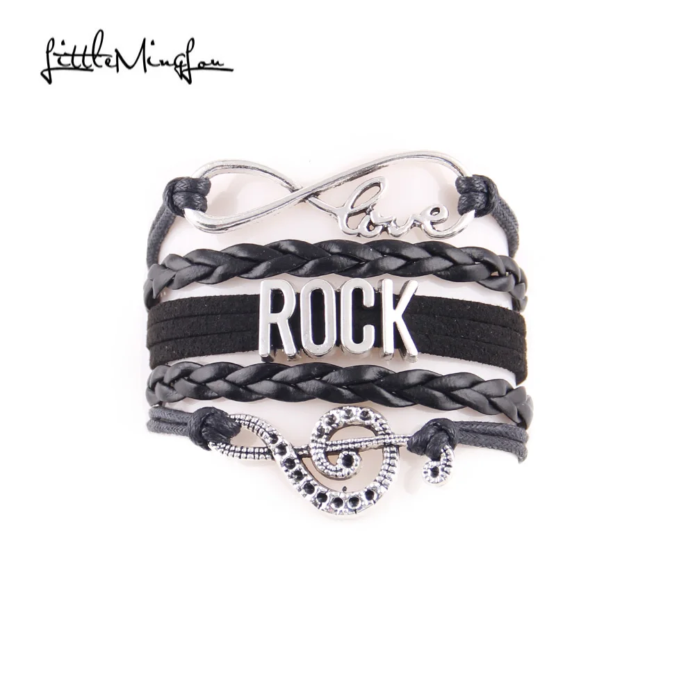 Маленький Браслет MingLou Infinity love rock мужские браслеты и Обручи из искусственной кожи