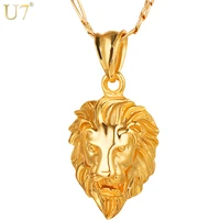 u7 hip hop big lion head pendant necklace animal king vintage goldsilver color hiphop chain for menwomen jewelry gift p333