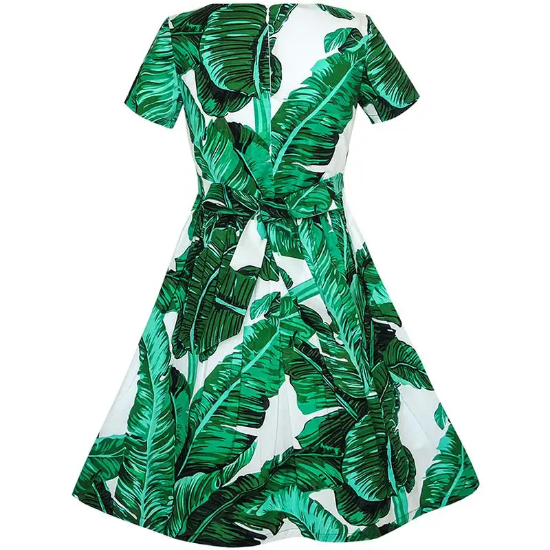 Sunny Fashion платья для девочек новогодние костюмы Цветок Девушка Платье Зеленый лист