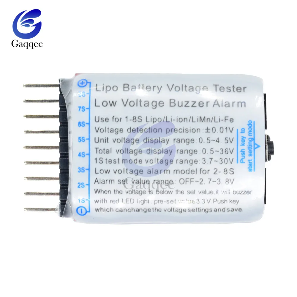 Цифровой 2 в 1 низкий звуковой сигнал 1 S-8 S 1-8S Lipo/li-ion/Fe RC лодка измеритель напряжения батареи монитор тестер для батареи вертолета