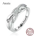 Свадебное кольцо Amxiu на заказ, искусственное серебряное кольцо, гравировка двух названий, кольца, ювелирные изделия, персонализированное кольцо для свадьбы, любимого бижутерии
