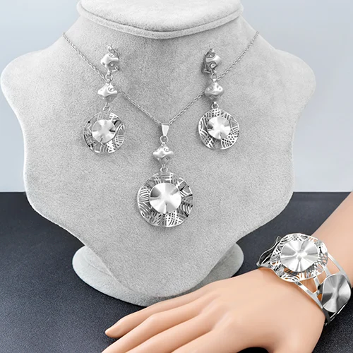 Sunny Jewelry модные украшения колье серьги Кулон Ювелирные наборы для женщин часы полые для вечерние, свадебные, повседневные - Окраска металла: Jewelry Set S