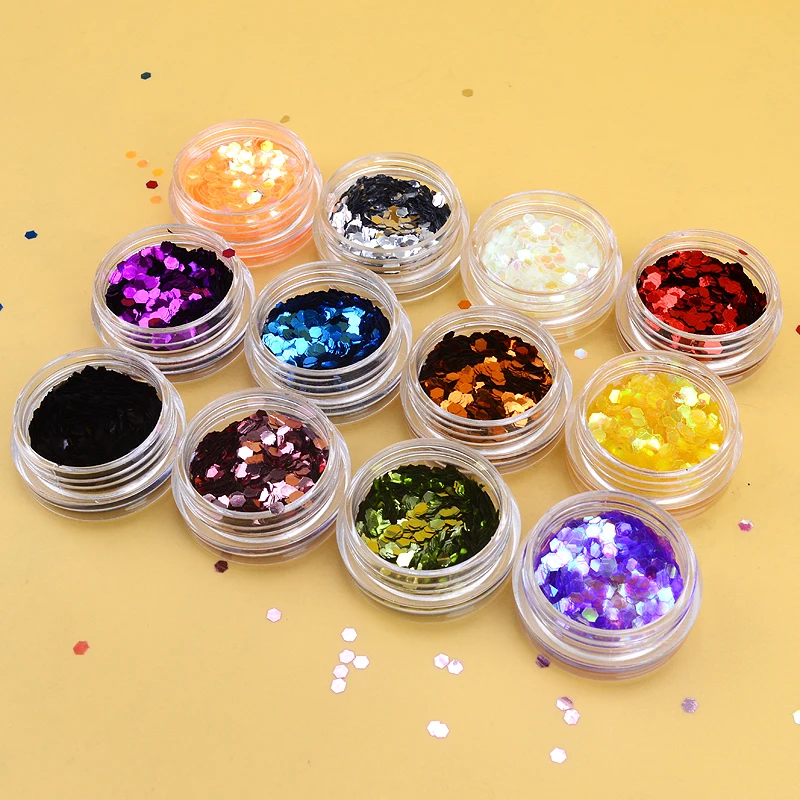 

12 Colors Optional New Mini Hexagon Design Nail Art Decorations Fashion DIY Sticker for Gel Polish Nail Glitte