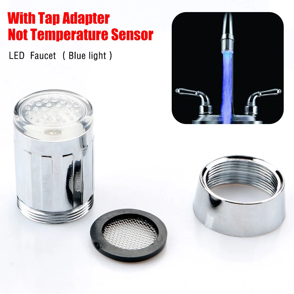blue With Adapter Датчик температуры для ванной комнаты светодиодный светильник водопроводный кран автоматически светится душевая комната Кухня популярный Смеситель для душа аксессуары - Цвет: blue With Adapter