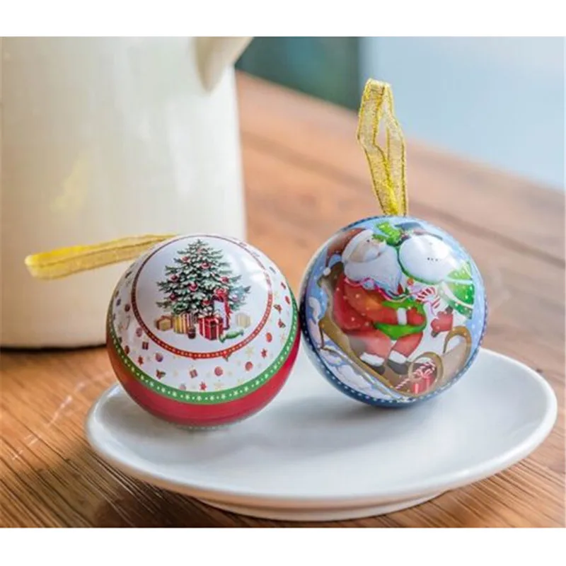 Сладкие подарочные коробки "Сладкие рождественские шары" с узором Санты, оленя и снеговика для упаковки конфет в домашнем стиле.