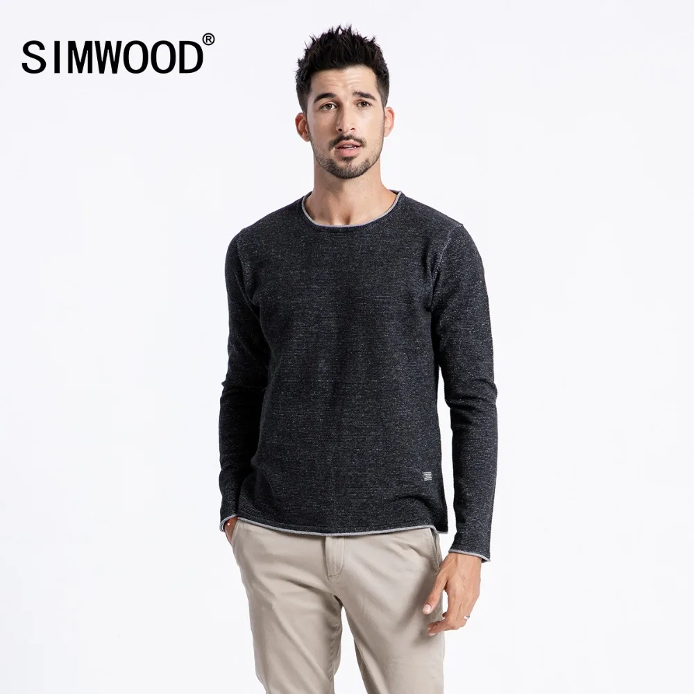 SIMWOOD 2019 на весну и зиму свитер для мужчин плюс размеры дизайн Curl подол вязаный