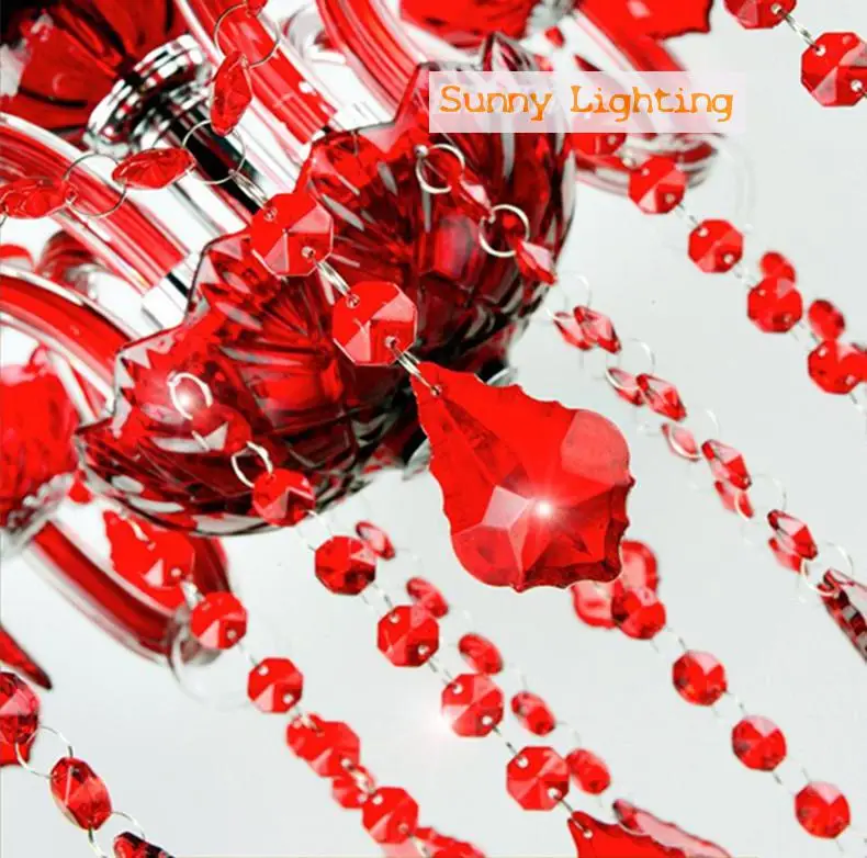 Современная Красная Люстра хрустальная лампа для свадебной комнаты кафе красные