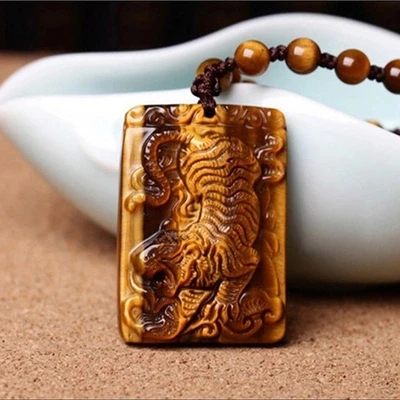 Натуральный JADESt кулон с тигриным глазом Камень Тигр тигром qingshi круглые бусы