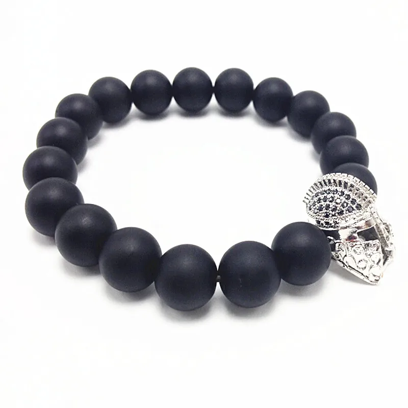 1 шт. новинка 2016 10 мм натуральный матовый черный браслет Агаты и воина для мужчин