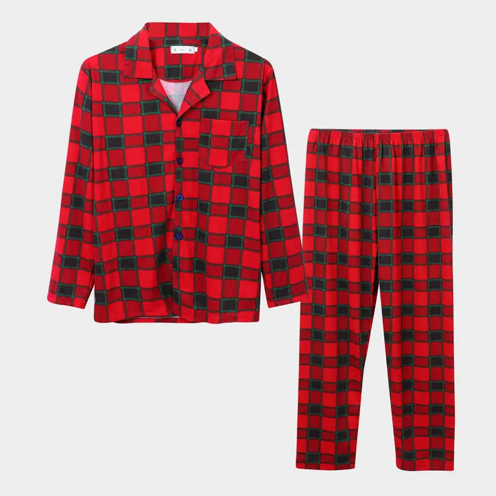 Pajamas DANALA Зимняя Теплая мужская и женская хлопковая Рождественская клетчатая пара пижам с отложным воротником и длинным рукавом, одежда для сна, домашние костюмы - Цвет: Pajamas