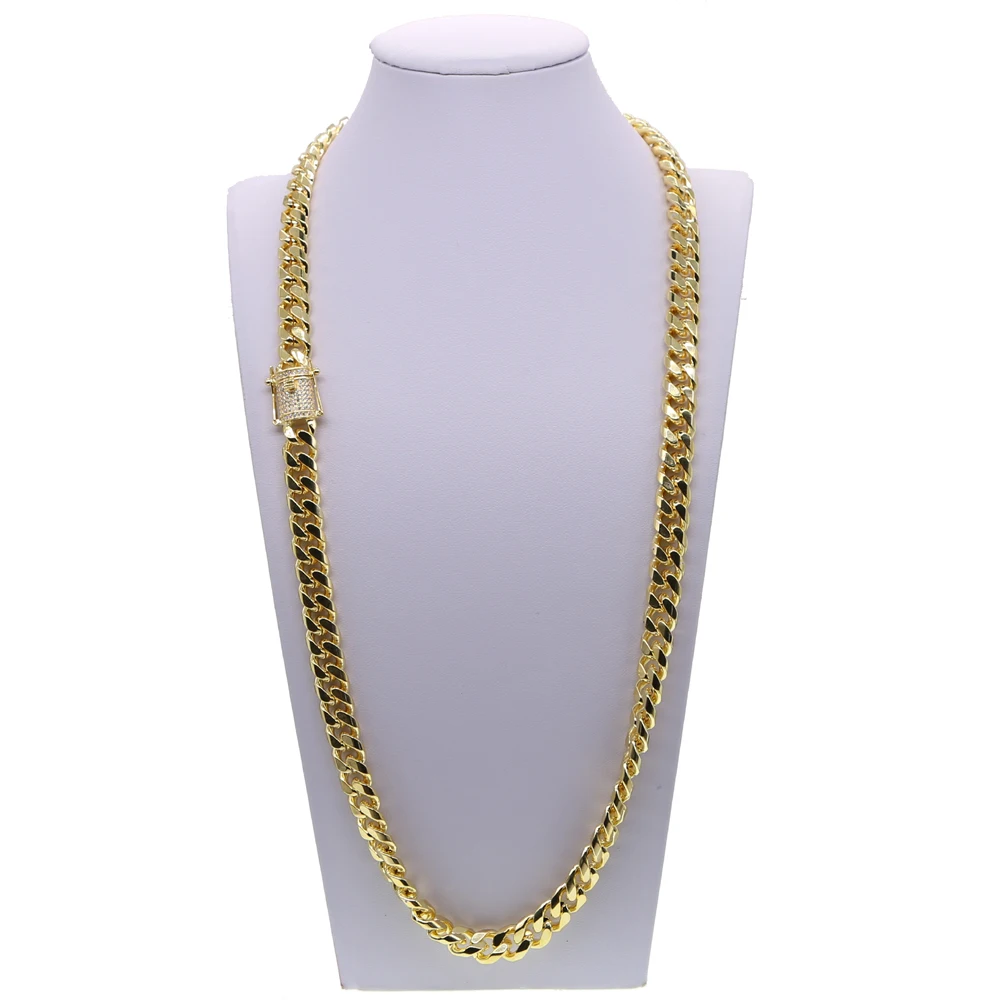 Хип-хоп bling micro pave cz Пряжка кубинская цепочка 70 см широкая Золотая наполненная крутая Мужская цепочка для мужчин