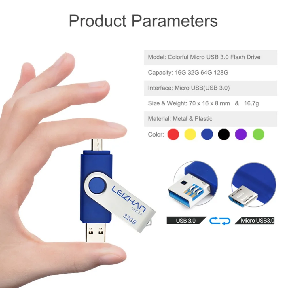 Флеш накопитель LEIZHAN USB3.0 32 ГБ 64 цветной флеш 8 16 быстрая скорость металлический U