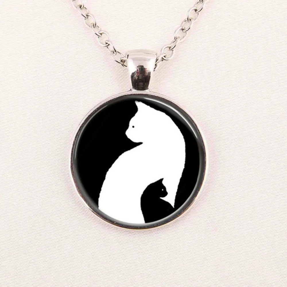 Wholesale animal glass cabochon black cat pendant necklace jewelry dome | Украшения и аксессуары