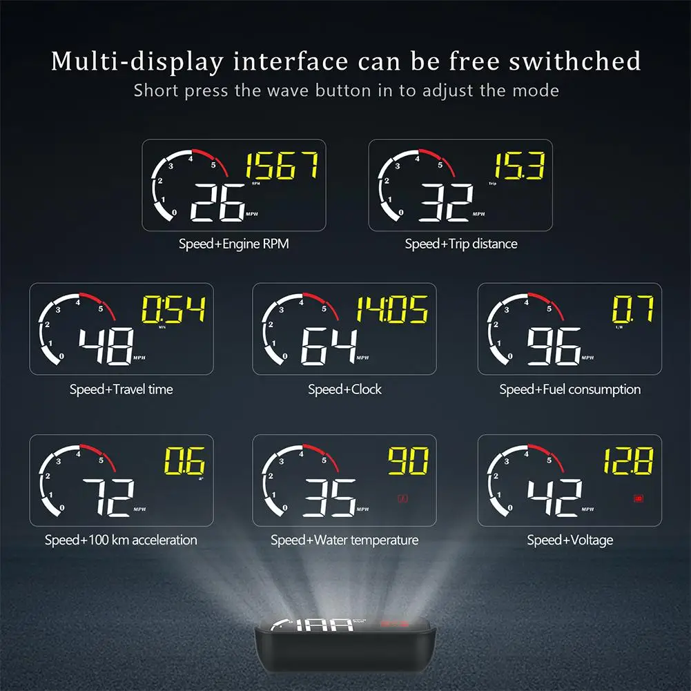 Автомобильный OBD2 II Hud Дисплей Цифровой спидометр перенапряжения предупреждение
