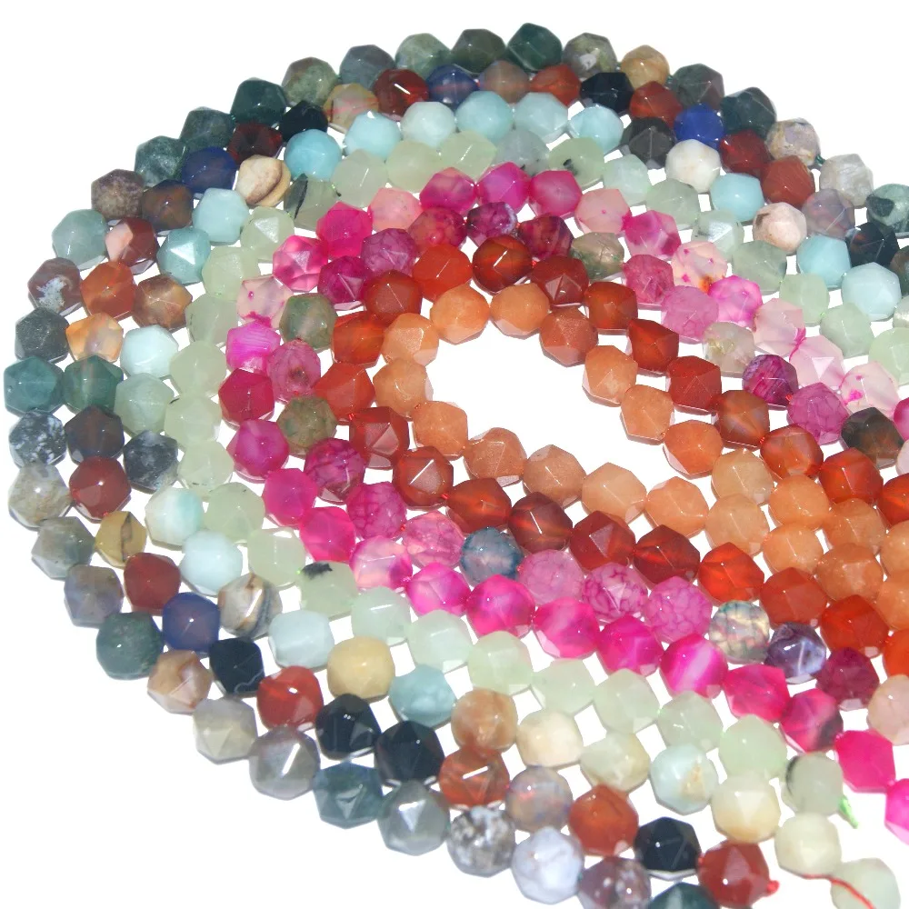 

Wholesale Big Faceted Natural Stone Pink Quartz Agates Turquoises Beads 6/8/10 MM For Jewelry Making Charm DIY Necklace Material