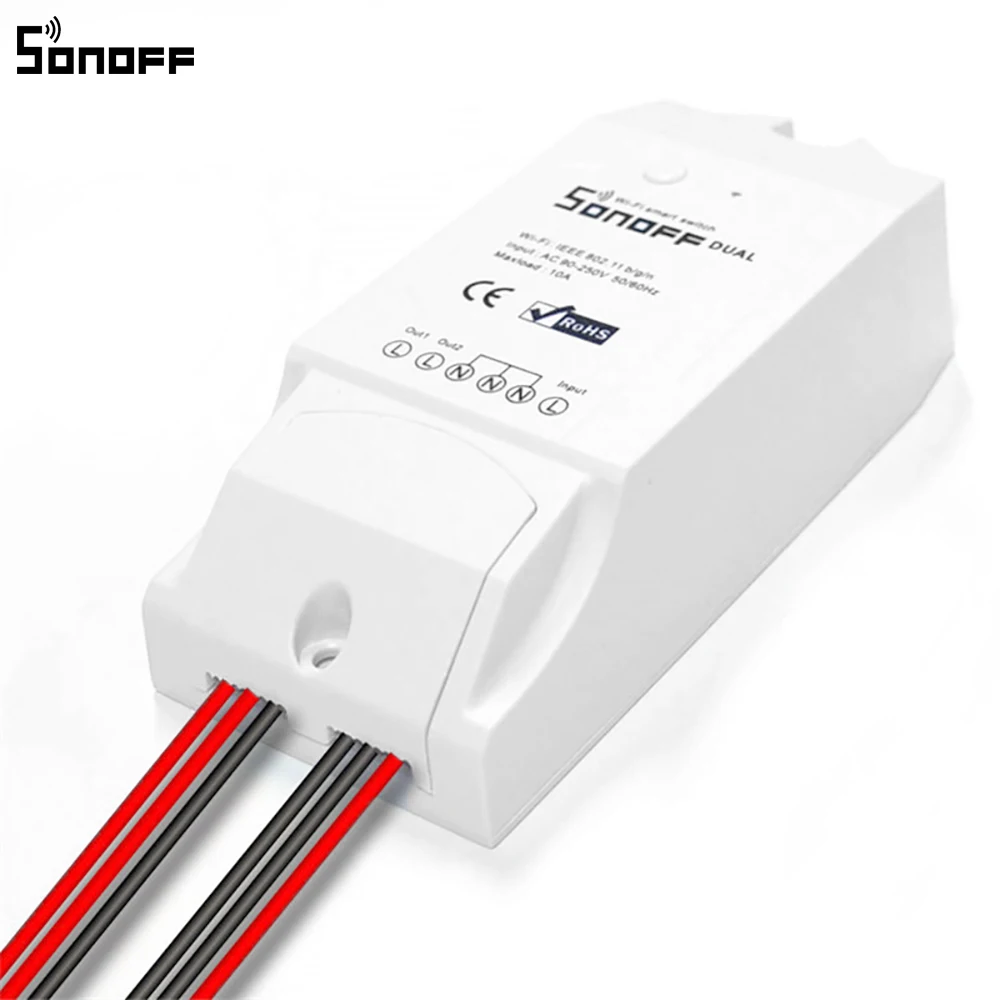 Двухдиапазонный смарт переключатель Sonoff 2 канала управления два устройства