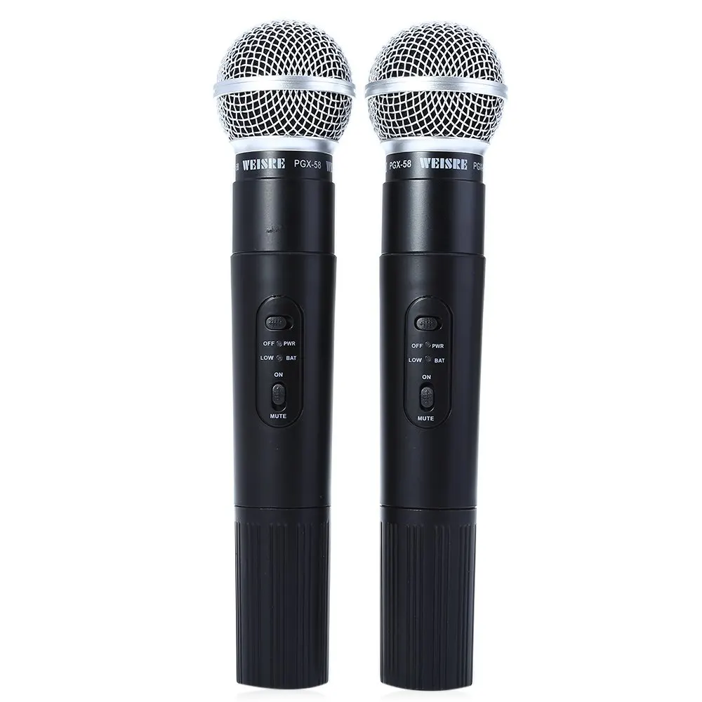 Профессиональный WEISRE PGX58 беспроводной VHF микрофон Система двойной ручной + 2 x Mic