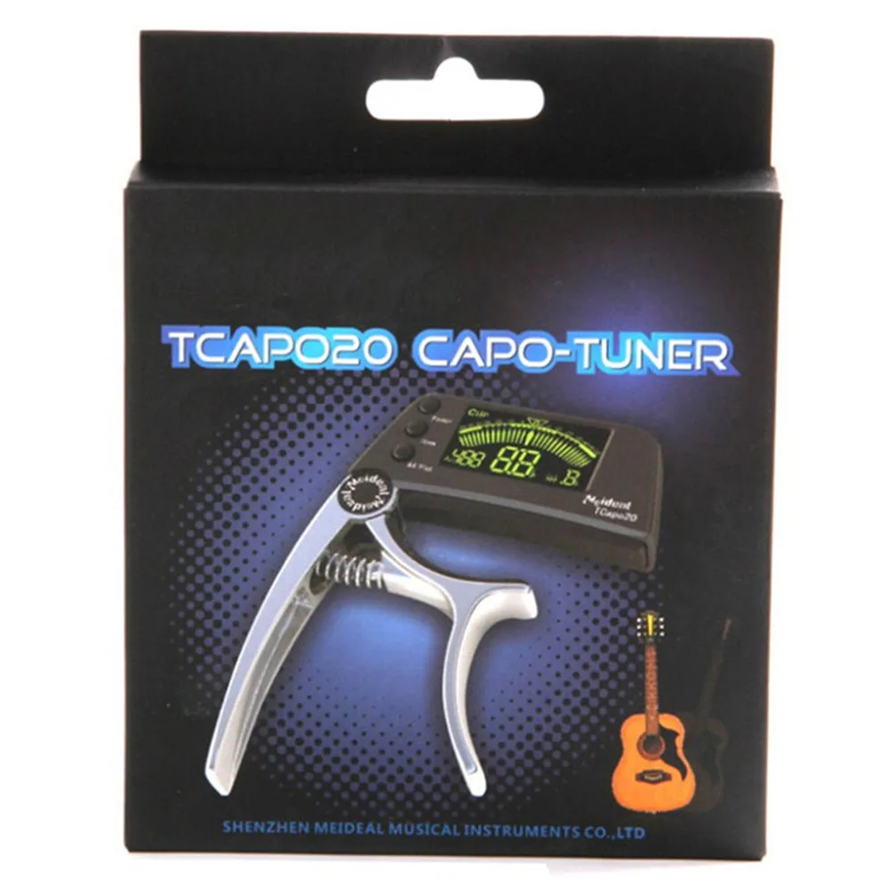 Metal Guitar Adjustment Clip Capo & Tuner 2 in 1 for and Bass Big LCD Electric Ukulele Tune Clamp | Спорт и развлечения
