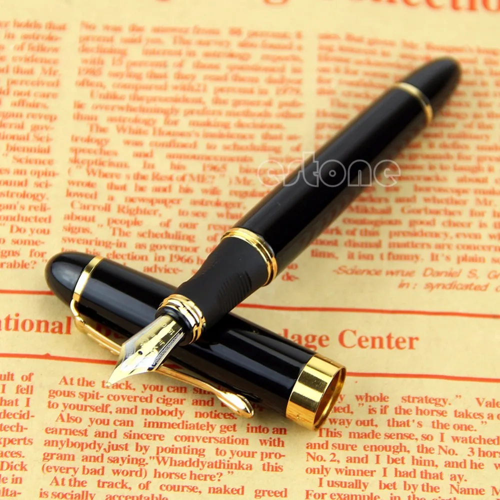 Jinhao X450 ручка черная средняя перо золотая отделка авторучка хороший подарок 24