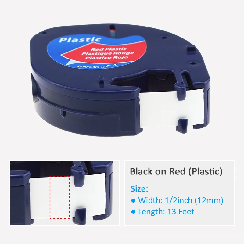 Labelife 2 шт. Dymo 91333 (91223 91203 59424) platisc лента Черная на красном 12 мм * 4 м совместимая letratag