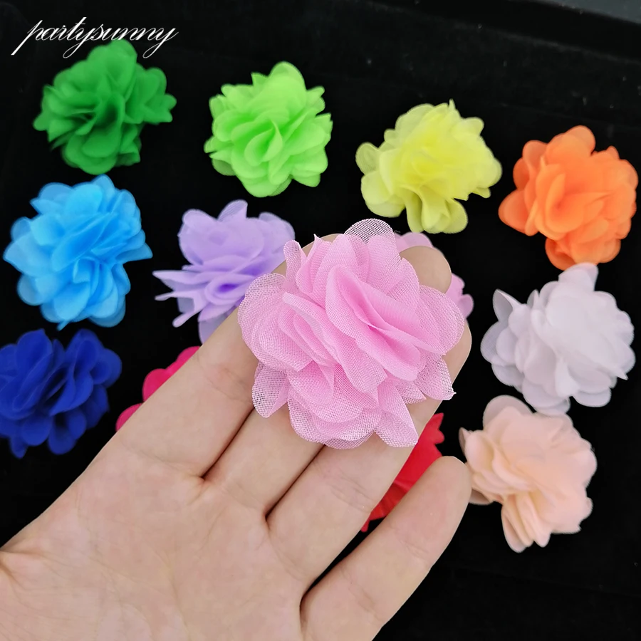 10 шт. 5 см 3D шифон кластера Цветы DIY канцелярские товары ручной работы с кружевной