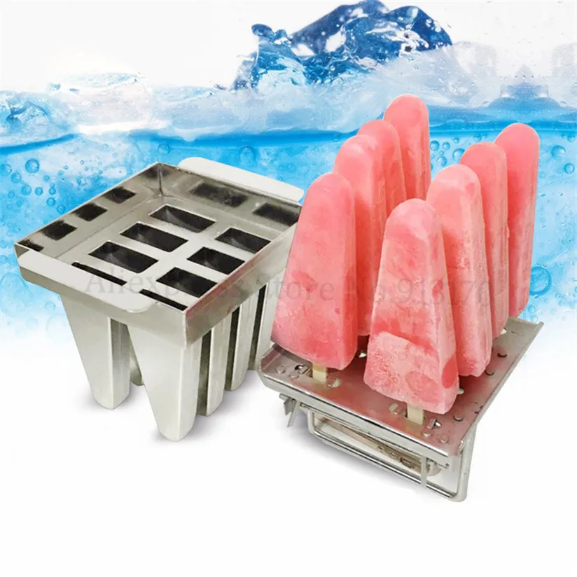 

Popsicle Mould 8 Molds/Tray Ice-Lolly Mold Durabe Stainless Steel DIY Ice Cream Molds With Stick Holder