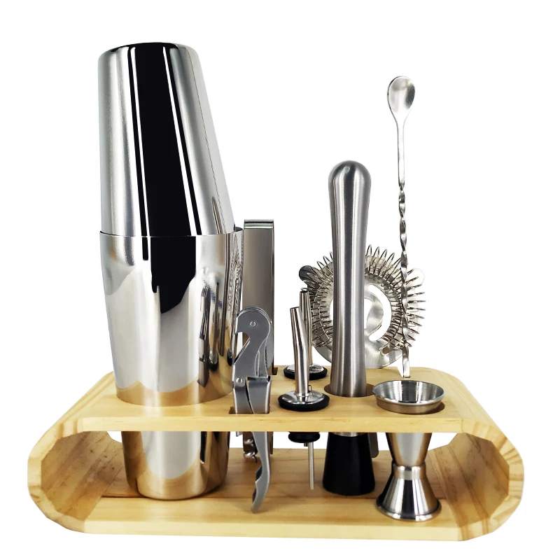 Areyoukan Boston Bartending Kit шейкер для коктейлей набор шейкеров из нержавеющей стали набор инструментов из 11 предметов со стильной бамбуковой подставкой