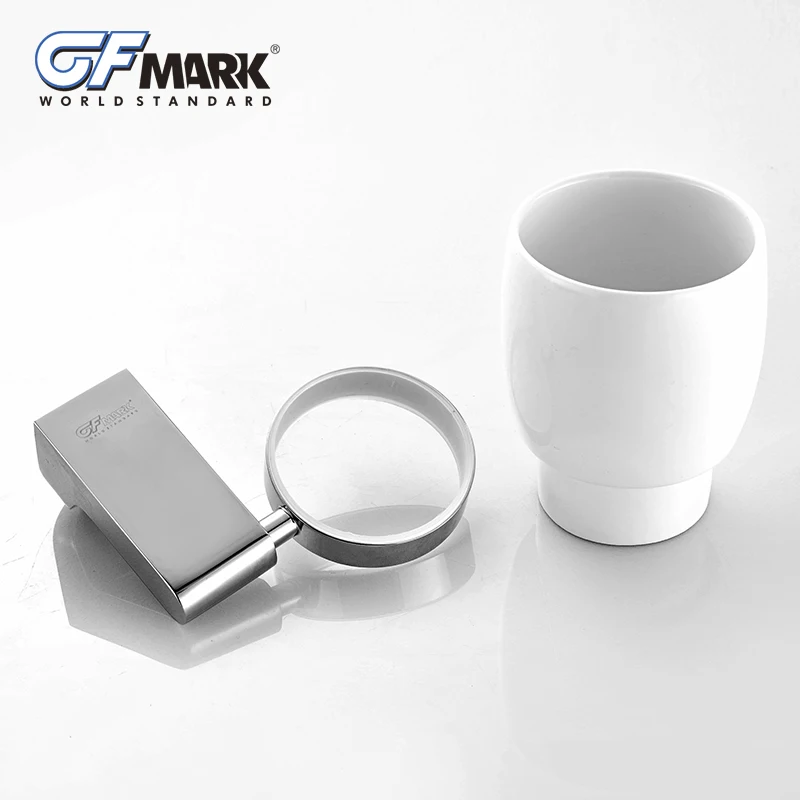 GFmark чашки и стакан держатели хромирование аксессуары для ванной комнаты настенный стакан держатель с керамической зубной щеткой чашки