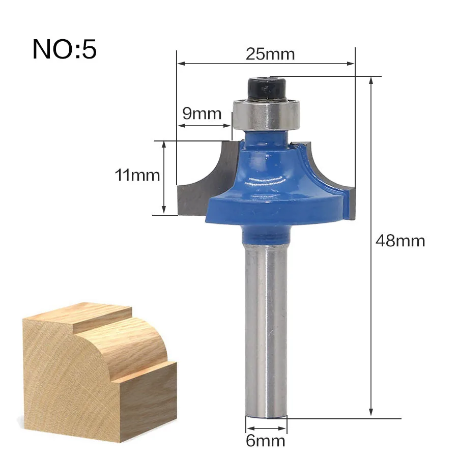 1Pc 6mm Shank 2 Flute Corner Round Over Router Bit With Bearing Tungsten Carbide Tools Bits For Wood | Инструменты