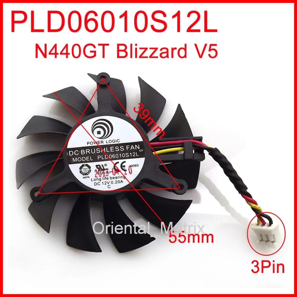 

Free Shipping PLD06010S12L 55mm 12V 0.20A 3Wire VGA Fan For MSI N440GT Blizzard V5 Graphics Card Cooler Cooling Fan
