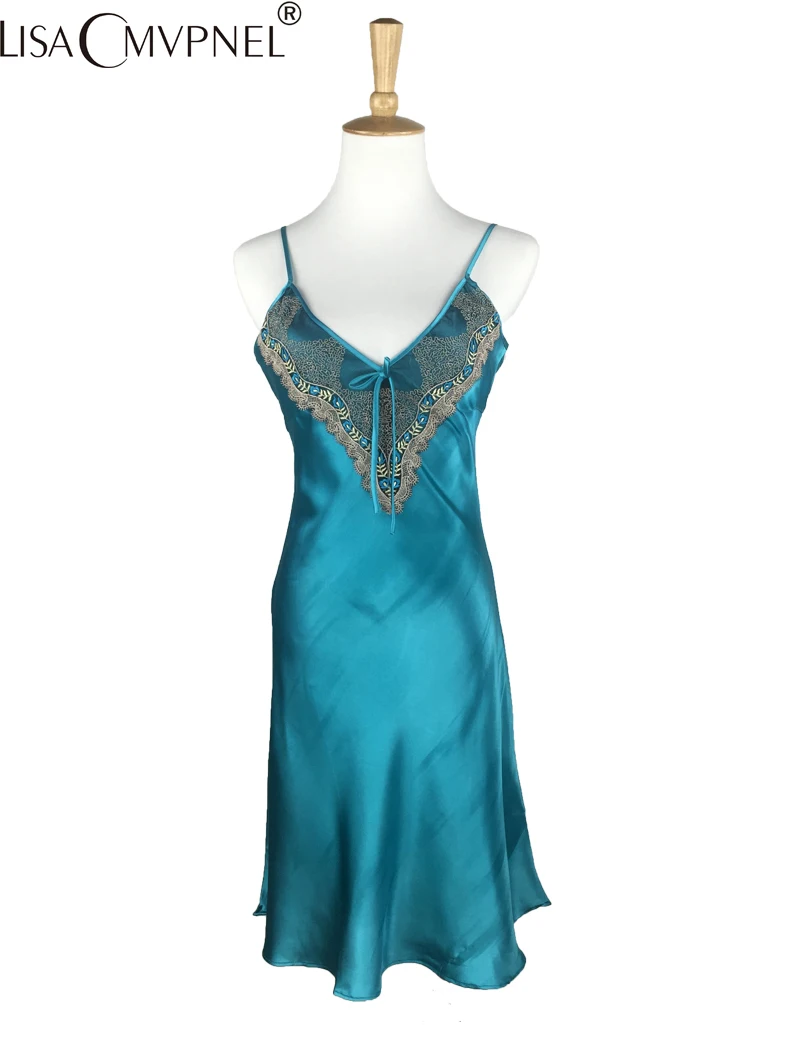 Летняя стильная Сексуальная кружевная женская ночная рубашка Lisacmvpnel с V-образным