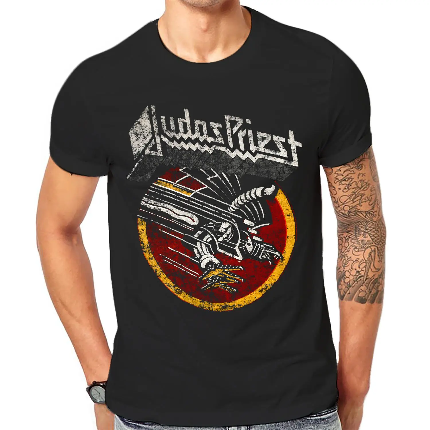 Judas Priest Футболка Прохладный черный графический принт Ретро Винтаж Оззи 1 A 169 с О
