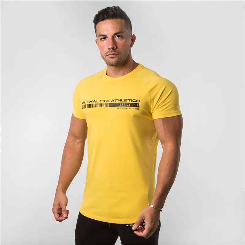 Мужская футболка с коротким рукавом ALPHALETE хлопковые футболки для фитнеса