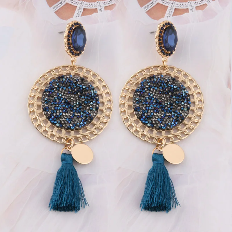 Богемный Браслет NeeFu WoFu подвеска Золотые Большие серьги сверкающие большая