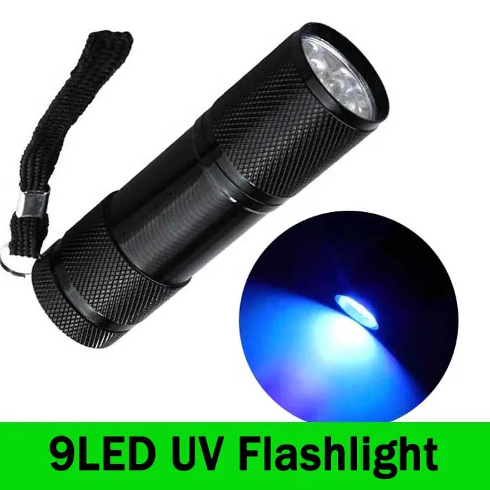9LED мини алюминиевый УФ свет Ультрафиолетовый сигнальный огонь фонарик маркер с
